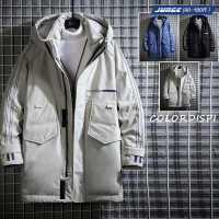 冬季新款宽松大码羽绒服男工装面包加厚日系线条潮牌ins外套保暖