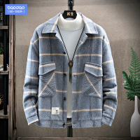 冬季英伦风格子毛呢大衣男短款胖子大码风衣韩版潮流加厚呢子外套