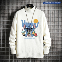 加绒加厚半高领毛衣男卡通大码针织衫韩版潮流ins潮牌青年打底衫