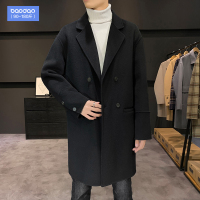 双排扣毛呢大衣男士中长款冬季加厚2020新款呢子外套韩版潮流风衣