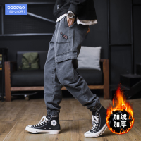 复古直筒牛仔裤男士潮牌大码宽松束脚休闲长裤秋冬款加绒加厚裤子