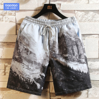 夏季印花运动裤子宽松加肥加大码休闲裤潮胖子男士五分短裤沙滩裤