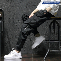 大码春秋季多口袋工装裤男束脚裤哈伦裤休闲长裤韩版潮流帅气拉链