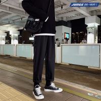 新款小西裤男九分休闲裤长裤子宽松韩版潮流坠感黑裤子青少年港风