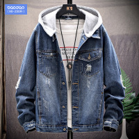春秋冬季连帽牛仔夹克男士潮牌胖子大码衣服日系宽松工装外套男装