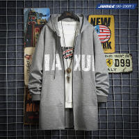 春秋季中长款连帽风衣男大衣加肥加大码胖子外套日系宽松潮流ins