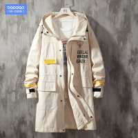 男秋冬季风衣潮牌中长款宽松胖子加肥加大码宽松大衣工装夹克外套