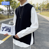 秋冬季港风ins侧边开衫马甲男潮牌无袖坎肩背心韩版潮流百搭外套