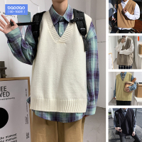 秋冬季港风V领马甲毛衣背心男ins宽松坎肩潮流百搭加厚打底针织衫