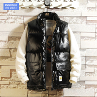 秋冬季贴标亮面棉马甲男士大码保暖背心潮流百搭无袖坎肩马夹外套