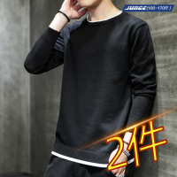 秋冬新款打底毛衣男针织衫韩版修身纯色贴标薄款潮流个性圆领线衣