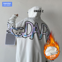 秋冬款嘻哈卫衣男连帽休闲宽松胖子潮ins大码加绒上衣服港风外套