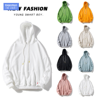 秋冬款日系纯色卫衣男潮牌加肥大码上衣宽松冬款ins潮流百搭外套