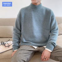 秋冬港风纯色半高领毛衣男士宽松慵懒打底线衣韩版潮流加厚针织衫