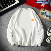 秋季新款简约纯色港风中性情侣男士纯色圆领卫衣彩虹色外套青年潮