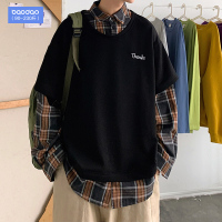 秋季港风假两件卫衣男潮牌ins大码连帽上衣服宽松情侣秋冬款外套