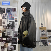 秋季翻领pu皮夹克韩版潮流宽松痞帅机车皮衣男士嘻哈街头男装外套