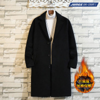 男士冬季呢子大衣宽松加肥加大码纯色中长款潮流保暖胖子风衣外套