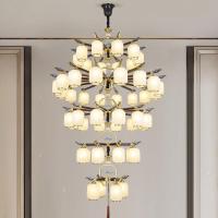 觅物全铜新中式客厅吊灯复式楼别墅朝下主卧室中国风禅意餐厅大灯具