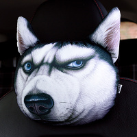 敬平汽车头枕护颈枕哈士奇车用座椅潮牌靠枕车载卡通可爱一对车上枕头 哈士奇单个 平