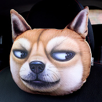 敬平汽车头枕护颈枕哈士奇车用座椅潮牌靠枕车载卡通可爱一对车上枕头 黄小贱单个 平