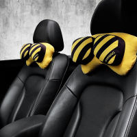 敬平汽车头枕护颈枕车载靠枕一对车用个性潮牌枕头腰靠创意车上内用品 警戒线/一对 平