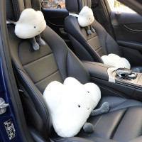 敬平汽车头枕护颈枕靠枕一对卡通可爱车上睡觉车载腰靠枕头用品女 白色云朵头枕(两个)+靠枕(两个) 平