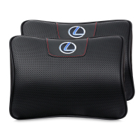 敬平汽车头枕护颈枕一对皮记忆棉宝马奥迪奔驰大众车用座椅车载靠枕 雷克萨斯标[对装] 平