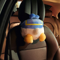 敬平汽车载头枕护肩套装可爱毛绒蓝帽鸭车内装饰品用品可爱护颈枕 唐老鸭头枕 平