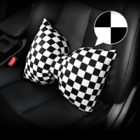 敬平汽车头枕靠枕四季可爱创意布艺颈椎枕车用头枕车内车载腰靠护颈枕 [四季款]棋盘格纹头枕一个 平