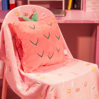 敬平抱枕被子两用办公室多功能汽车内靠垫三合一折叠午休午睡毯子 火龙果 抱枕40cm左右(毯子1.5X1.7米 平