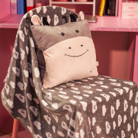 敬平抱枕被子两用办公室多功能汽车内靠垫三合一折叠午休午睡毯子 灰色牛牛 抱枕40cm左右(毯子1X1.7米) 平