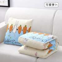 敬平汽车抱枕被子两用腰靠车用毯子可折叠多功能空调被靠垫车载用品 抱枕被套装[抱枕+盖被二合一]可爱萝卜 平