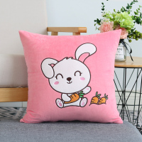 敬平可爱卡通抱枕沙发靠垫办公室床头靠背汽车护腰靠方形抱枕套不含芯 小白兔(粉色) (枕套+枕芯)40X40cm 平