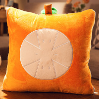 敬平折叠汽车抱枕被子两用加厚车上靠枕大号冬季保暖车内车载可爱午睡 LD橙子 48x48cm(加绒加厚被子1.5× 平
