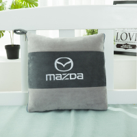 敬平汽车抱枕被子两用多功能车内个性车载靠枕一对车用折叠空调被四季 米白色 马自达灰 1对抱枕被子 平