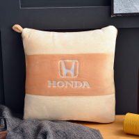 敬平汽车抱枕被子两用多功能一对车内午睡车用后排车载抱枕毯子二合一 米白色 本田米黄 1对抱枕毯 平