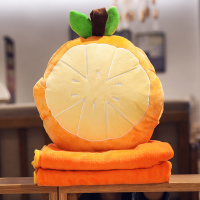 敬平抱枕被子两用汽车毯子车上枕头车载珊瑚绒车内多功能午睡女生可爱 橘黄橙子 抱枕40cm左右+毯(1x1.7m) 平