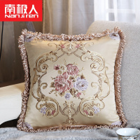 敬平欧式抱枕靠垫床头靠枕办公室靠背腰枕午睡枕汽车沙发抱枕套含芯 花篮花浅咖色 45×45cm[抱枕套2件] 平