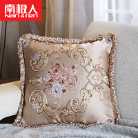 敬平欧式抱枕靠垫床头靠枕办公室靠背腰枕午睡枕汽车沙发抱枕套含芯 花篮花咖啡色 55×55cm[抱枕套2件] 平