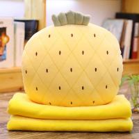 敬平软体羽绒棉办公室可暖手抱枕被子两用靠枕汽车靠垫毯子午睡三合一 菠萝 抱枕40X40cm(毯子1*1.7米) 平