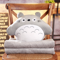 敬平抱枕被子两用靠垫被沙发办公室折叠午休靠枕头被汽车靠背空调毯 圆形龙喵 三合一(含加大毯1.2*1.7米) 平