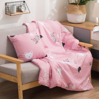 敬平抱枕被子两用靠枕春夏办公室午睡枕头沙发汽车靠垫折叠空调被 藕色 猫咪宝贝粉 40CM打开100*150 平