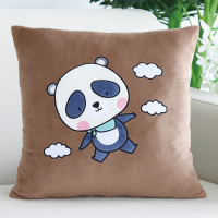 敬平可爱卡通客厅沙发抱枕靠垫汽车办公室床头正方形靠背抱枕套不含芯 小熊猫(棕) (只有单个枕套)枕套45x45c 平