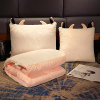 敬平加厚办公室午睡抱枕被子两用车用汽车枕头折叠靠垫靠枕多功能 白色奶牛 大号45x45厘米(被子展开1.5× 平