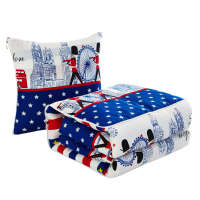 敬平多用折叠多功能靠枕头汽车用午休办公室加厚抱枕小被子两用靠垫被 杏色 英国街头 40X40展开110X150 平