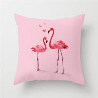 敬平小清新ins火烈鸟抱枕美式北欧风靠垫抱枕套汽车沙发靠枕飘窗靠枕 粉红色 双面图案45x45cm不含芯 平