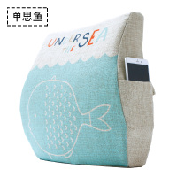 敬平靠垫办公室腰靠可爱靠背垫护腰椅子汽车腰椎座椅靠枕腰垫抱枕腰枕 单思鱼 彩印腰靠36x36cm 平
