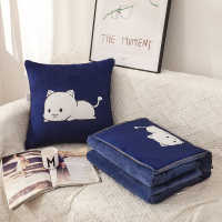 敬平抱枕被子两用珊瑚绒三合一汽车靠垫被办公室枕头午睡被空调毯定制 小不点 抱枕50X50展开水晶绒被子150X1 平