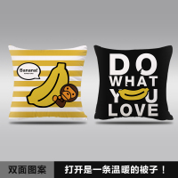 敬平抱枕被子两用靠垫汽车用品多功能折叠抱枕被毯子车内空调被 条纹猴 抱枕40x40CM(被子110x150CM) 平